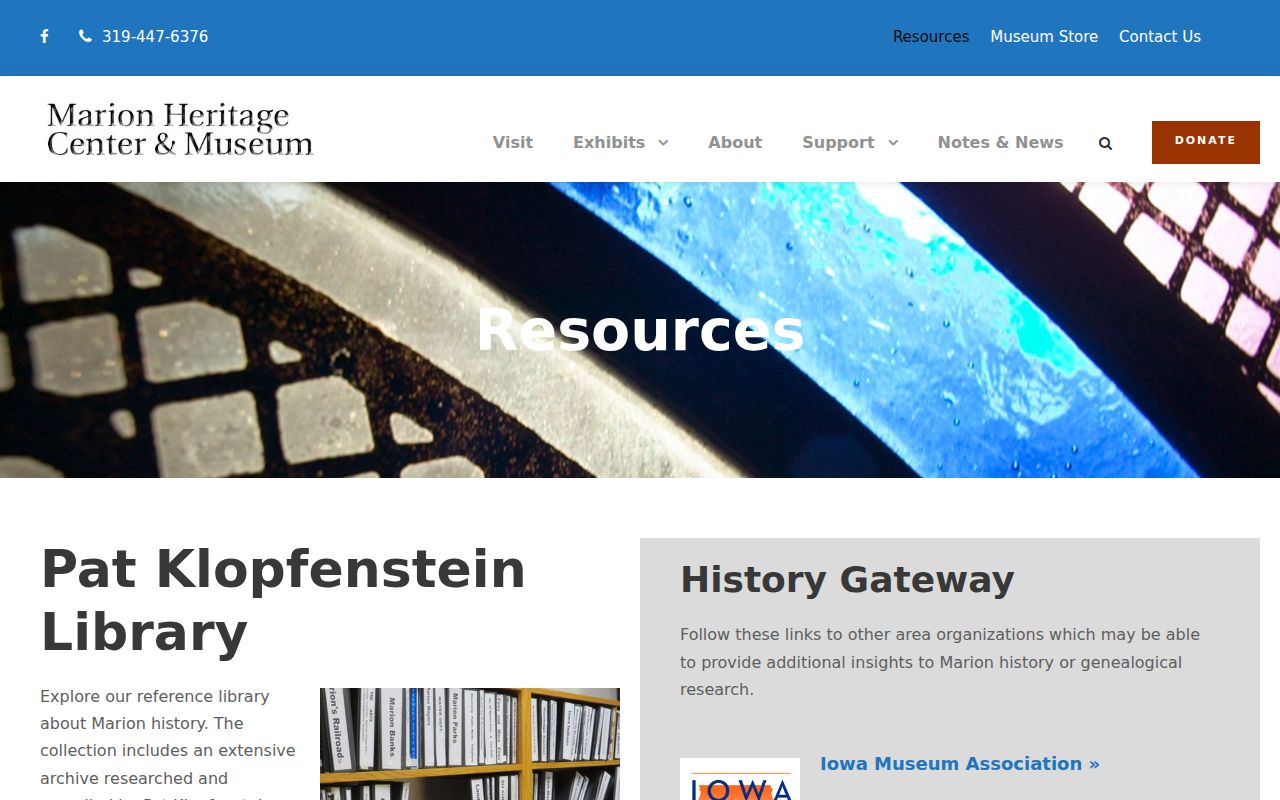 Marion Heritage Center genealogy and local history research resources
