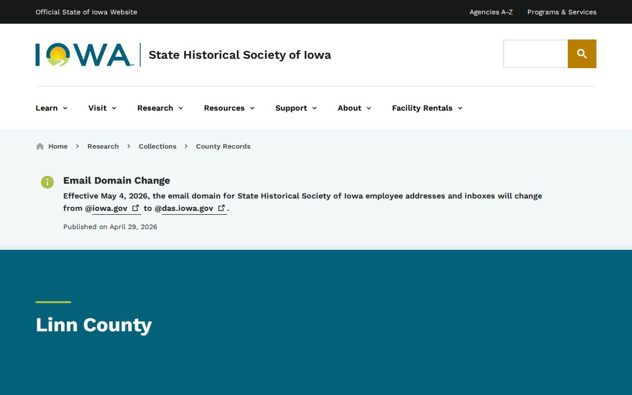 State Historical Society of Iowa Linn County historical record groups