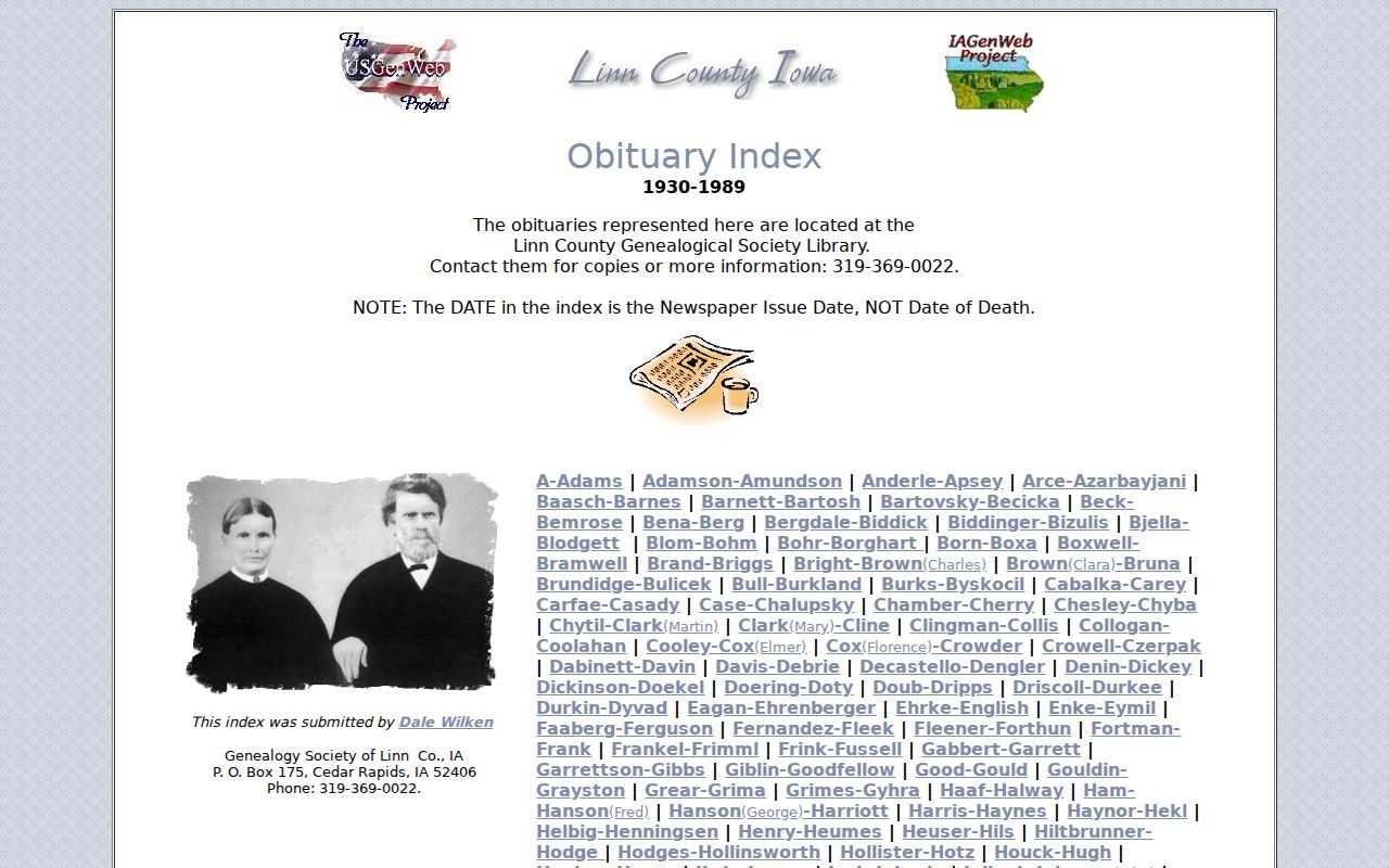 Linn County obituary index used to follow Marion directory family history clues