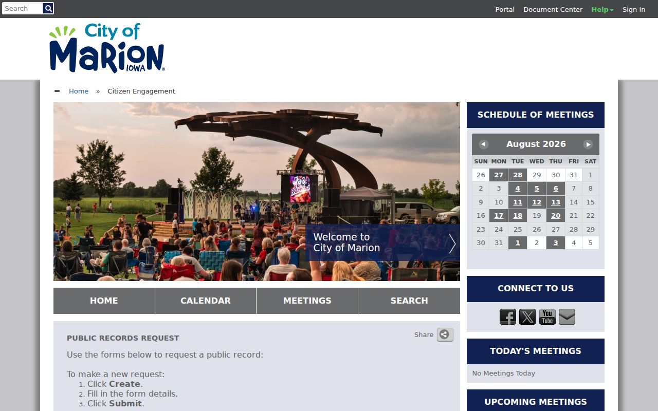 Marion residents directory city records request portal