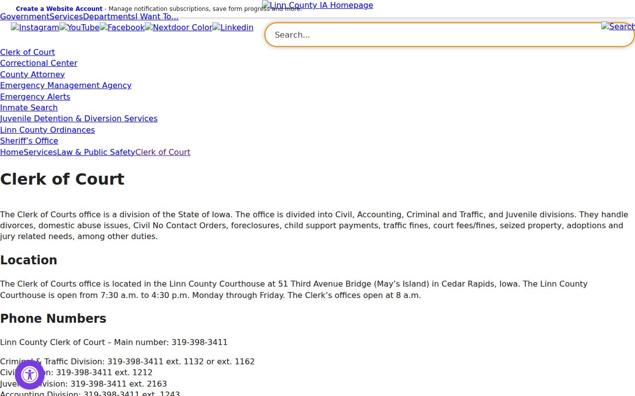 Marion residents directory Linn County Clerk of Court
